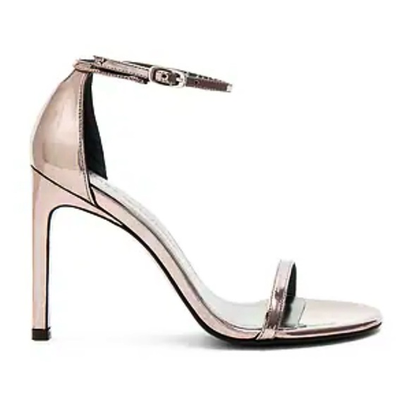 Stuart Weitzman Nudistsong Sandals / Heels in Pewter Glass 100mm - Sz 8 - Picture 1 of 7